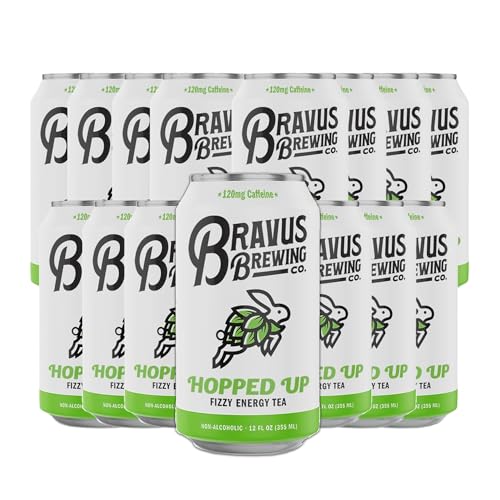 0810158584129 - BRAVUS HOPPED UP SPARKLING ENERGY TEA 15 PACK - 12 FL OZ - LOW CALORIE, ORGANIC BLACK TEA WITH ORGANIC HOPS AND 120MG ORGANIC CAFFEINE - REFRESHING BOOST WITH ONLY 10 CALORIES