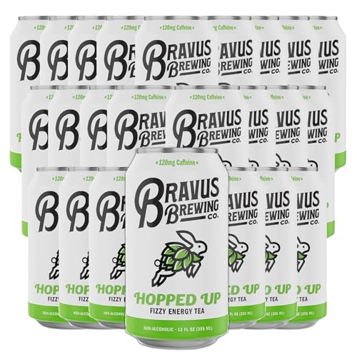 0810158584136 - BRAVUS HOPPED UP SPARKLING ENERGY TEA 24 PACK - 12 FL OZ - LOW CALORIE, ORGANIC BLACK TEA WITH ORGANIC HOPS AND 120MG ORGANIC CAFFEINE - REFRESHING BOOST WITH ONLY 10 CALORIES