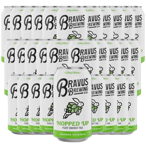 0810158584143 - BRAVUS HOPPED UP SPARKLING ENERGY TEA 30 PACK - 12 FL OZ - LOW CALORIE, ORGANIC BLACK TEA WITH ORGANIC HOPS AND 120MG ORGANIC CAFFEINE - REFRESHING BOOST WITH ONLY 10 CALORIES