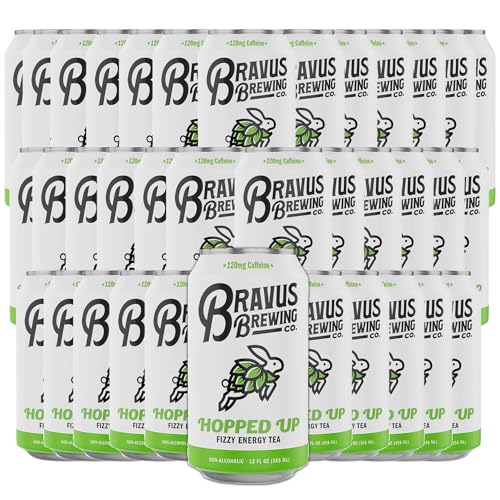 0810158584150 - BRAVUS HOPPED UP SPARKLING ENERGY TEA 36 PACK - 12 FL OZ - LOW CALORIE, ORGANIC BLACK TEA WITH ORGANIC HOPS AND 120MG ORGANIC CAFFEINE - REFRESHING BOOST WITH ONLY 10 CALORIES