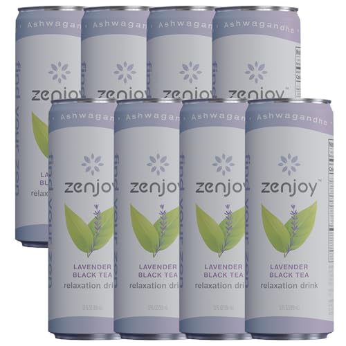 0810158584655 - ZENJOY LAVENDER BLACK TEA RELAXATION DRINK 8 PACK - CALMING DRINK WITH ASHWAGANDHA & LEMON BALM - NON-ALCOHOLIC BEVERAGE INFUSED WITH L-THEANINE FOR ANXIETY RELIEF AND ENHANCED FOCUS - 12OZ CANS