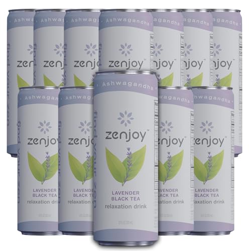 0810158584662 - ZENJOY LAVENDER BLACK TEA RELAXATION DRINK 12 PACK - CALMING DRINK WITH ASHWAGANDHA & LEMON BALM - NON-ALCOHOLIC BEVERAGE INFUSED WITH L-THEANINE FOR ANXIETY RELIEF AND ENHANCED FOCUS - 12OZ CANS