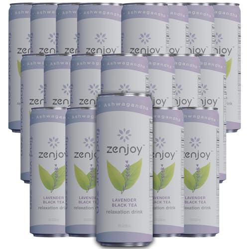 0810158584679 - ZENJOY LAVENDER BLACK TEA RELAXATION DRINK 20 PACK - CALMING DRINK WITH ASHWAGANDHA & LEMON BALM - NON-ALCOHOLIC BEVERAGE INFUSED WITH L-THEANINE FOR ANXIETY RELIEF AND ENHANCED FOCUS - 12OZ CANS