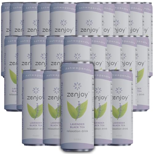 0810158584686 - ZENJOY LAVENDER BLACK TEA RELAXATION DRINK 24 PACK - CALMING DRINK WITH ASHWAGANDHA & LEMON BALM - NON-ALCOHOLIC BEVERAGE INFUSED WITH L-THEANINE FOR ANXIETY RELIEF AND ENHANCED FOCUS - 12OZ CANS