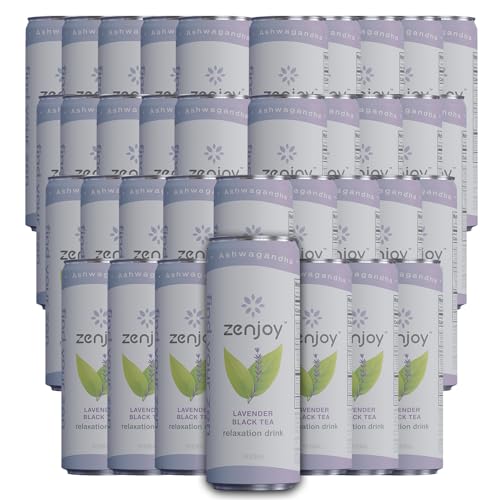 0810158584693 - ZENJOY LAVENDER BLACK TEA RELAXATION DRINK 36 PACK - CALMING DRINK WITH ASHWAGANDHA & LEMON BALM - NON-ALCOHOLIC BEVERAGE INFUSED WITH L-THEANINE FOR ANXIETY RELIEF AND ENHANCED FOCUS - 12OZ CANS