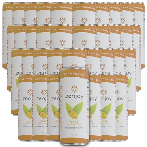 0810158584754 - ZENJOY MANGO BLACK TEA RELAXATION DRINK 36 PACK - CALMING DRINK WITH ASHWAGANDHA & LEMON BALM - NON-ALCOHOLIC BEVERAGE INFUSED WITH L-THEANINE FOR ANXIETY RELIEF AND ENHANCED FOCUS - 12OZ CANS