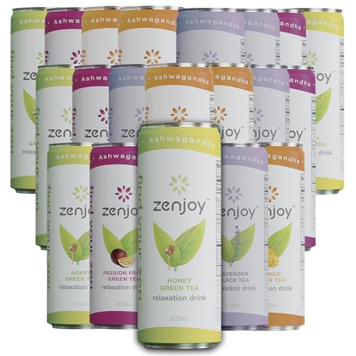 0810158584853 - ZENJOY VARIETY 20 PACK - CALMING DRINK WITH ASHWAGANDHA & LEMON BALM - NON-ALCOHOLIC BEVERAGE INFUSED WITH L-THEANINE FOR ANXIETY RELIEF AND ENHANCED FOCUS - 12OZ CANS