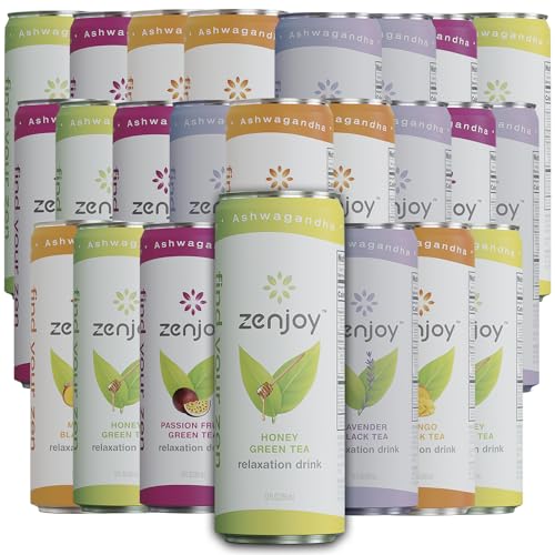 0810158584860 - ZENJOY VARIETY 24 PACK - CALMING DRINK WITH ASHWAGANDHA & LEMON BALM - NON-ALCOHOLIC BEVERAGE INFUSED WITH L-THEANINE FOR ENHANCED FOCUS - 12OZ CANS