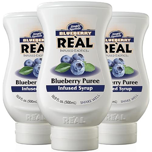0810158585652 - REÀL INFUSED EXOTICS SIMPLY SQUEEZE 3 PACK BLUEBERRY PUREE INFUSED SYRUP 16.9OZ BOTTLE FOR MIXOLOGISTS, CHEFS, COOKS