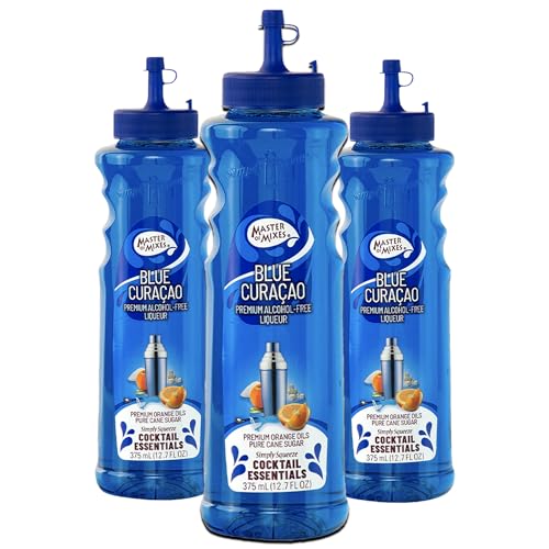 0810158585973 - MASTER OF MIXES COCKTAIL ESSENTIALS 3 PACK BLUE CURACAO SYRUP - 375ML BOTTLE (12.7FLOZ) - MIXER PERFECT FOR BARTENDERS AND MIXOLOGISTS