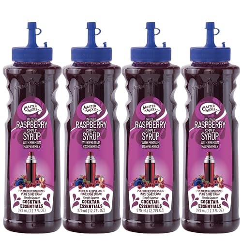 0810158586260 - MASTER OF MIXES COCKTAIL ESSENTIALS 4 PACK RASPBERRY - 375ML BOTTLE (12.7FLOZ) - MIXER PERFECT FOR BARTENDERS AND MIXOLOGISTS