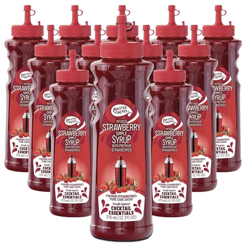 0810158586369 - MASTER OF MIXES COCKTAIL ESSENTIALS 12 PACK STRAWBERRY - 375ML BOTTLE (12.7FLOZ) - MIXER PERFECT FOR BARTENDERS AND MIXOLOGISTS