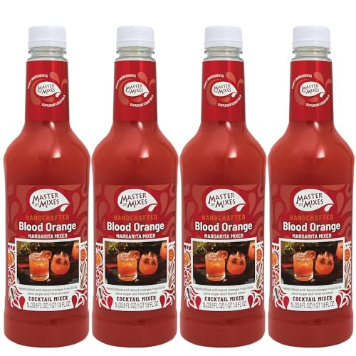0810158586604 - MASTER OF MIXES 4 PACK BLOOD ORANGE MARGARITA MIX - READY TO USE - 1 LITER BOTTLE (33.8 FLOZ)-MIXER PERFECT FOR BARTENDERS AND MIXOLOGISTS
