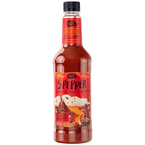 0810158586628 - MASTER OF MIXES BLOODY MARY 5 PEPPER MIX - READY TO USE - 1 LITER BOTTLE (33.8 FLOZ)-MIXER PERFECT FOR BARTENDERS AND MIXOLOGISTS