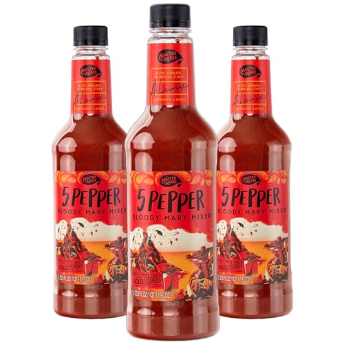 0810158586642 - MASTER OF MIXES 3 PACK BLOODY MARY 5 PEPPER MIX - READY TO USE - 1 LITER BOTTLE (33.8 FLOZ)-MIXER PERFECT FOR BARTENDERS AND MIXOLOGISTS