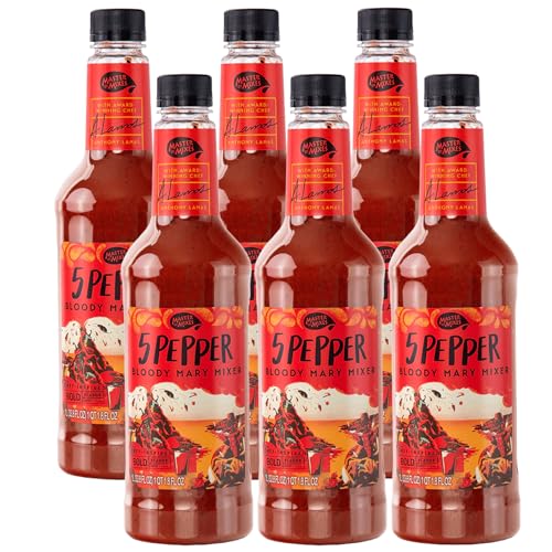 0810158586666 - MASTER OF MIXES 6 PACK BLOODY MARY 5 PEPPER MIX - READY TO USE - 1 LITER BOTTLE (33.8 FLOZ)-MIXER PERFECT FOR BARTENDERS AND MIXOLOGISTS