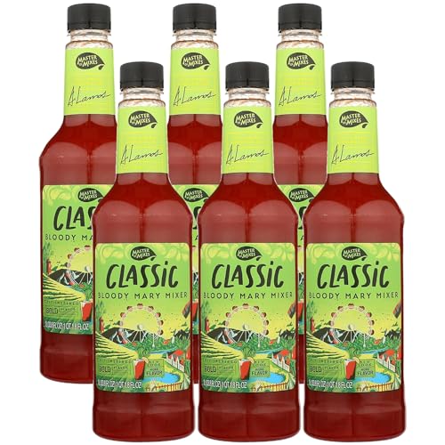 0810158586765 - MASTER OF MIXES 6 PACK BLOODY MARY CLASSIC - READY TO USE - 1 LITER BOTTLE (33.8 FL OZ)-MIXER PERFECT FOR BARTENDERS AND MIXOLOGISTS