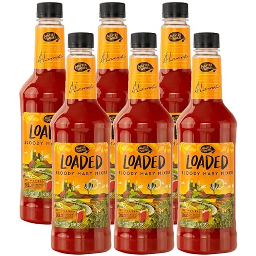 0810158586864 - MASTER OF MIXES 6 PACK BLOODY MARY LOADED - READY TO USE - 1 LITER BOTTLE (33.8 FL OZ)-MIXER PERFECT FOR BARTENDERS AND MIXOLOGISTS