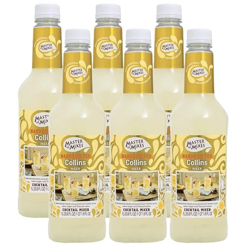 0810158586918 - MASTER OF MIXES 6 PACK TOM COLLINS MIX - READY TO USE - 1 LITER BOTTLE (33.8 FL OZ)-MIXER PERFECT FOR BARTENDERS AND MIXOLOGISTS