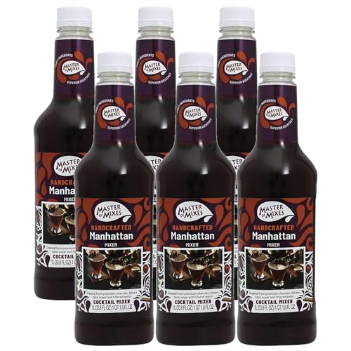 0810158587069 - MASTER OF MIXES 6 PACK MANHATTAN - READY TO USE - 1 LITER BOTTLE (33.8 FL OZ)-MIXER PERFECT FOR BARTENDERS AND MIXOLOGISTS