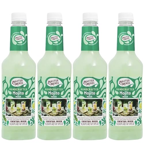 0810158587106 - MASTER OF MIXES 4 PACK MOJITO DRINK MIX - READY TO USE - 1 LITER BOTTLE (33.8 FL OZ) - MIXER PERFECT FOR BARTENDERS AND MIXOLOGISTS