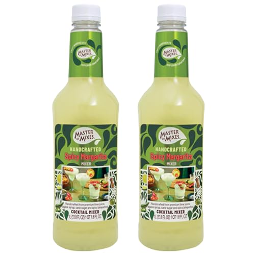 0810158587281 - MASTER OF MIXES 2 PACK SPICY MARGARITA DRINK MIX - READY TO USE – 1 LITER BOTTLE (33.8 FL OZ) - MIXER PERFECT FOR BARTENDERS AND MIXOLOGISTS