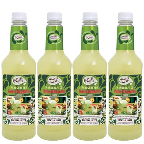 0810158587304 - MASTER OF MIXES 4 PACK SPICY MARGARITA DRINK MIX - READY TO USE – 1 LITER BOTTLE (33.8 FL OZ) - MIXER PERFECT FOR BARTENDERS AND MIXOLOGISTS