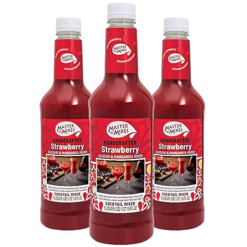 0810158587397 - MASTER OF MIXES 3 PACK STRAWBERRY DAIQUIRI DRINK MIX - READY TO USE – 1 LITER BOTTLE (33.8 FL OZ) - MIXER PERFECT FOR BARTENDERS AND MIXOLOGISTS