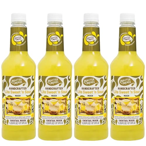 0810158587502 - MASTER OF MIXES 4 PACK SWEET AND SOUR LITE DRINK MIX - READY TO USE – 1 LITER BOTTLE (33.8 FL OZ) - MIXER PERFECT FOR BARTENDERS AND MIXOLOGISTS