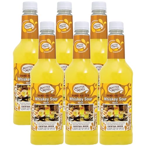 0810158587618 - MASTER OF MIXES 6 PACK WHISKEY SOUR DRINK MIX - READY TO USE – 1 LITER BOTTLE (33.8 FL OZ) - MIXER PERFECT FOR BARTENDERS AND MIXOLOGISTS