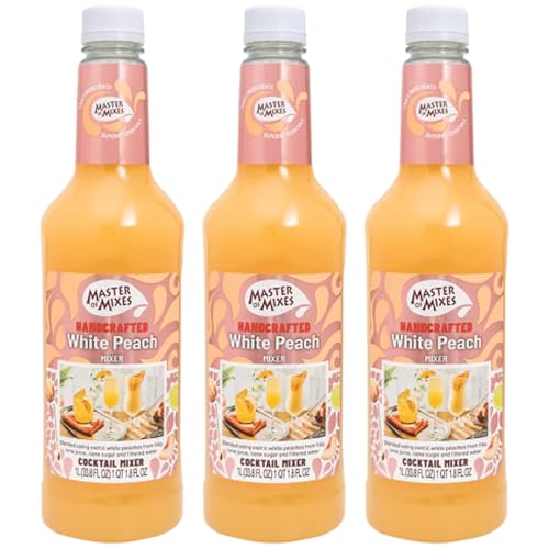0810158587649 - MASTER OF MIXES 3 PACK WHITE PEACH DRINK MIX - READY TO USE – 1 LITER BOTTLE (33.8 FL OZ) - MIXER PERFECT FOR BARTENDERS AND MIXOLOGISTS