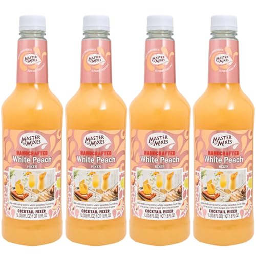 0810158587656 - MASTER OF MIXES 4 PACK WHITE PEACH DRINK MIX - READY TO USE – 1 LITER BOTTLE (33.8 FL OZ) - MIXER PERFECT FOR BARTENDERS AND MIXOLOGISTS