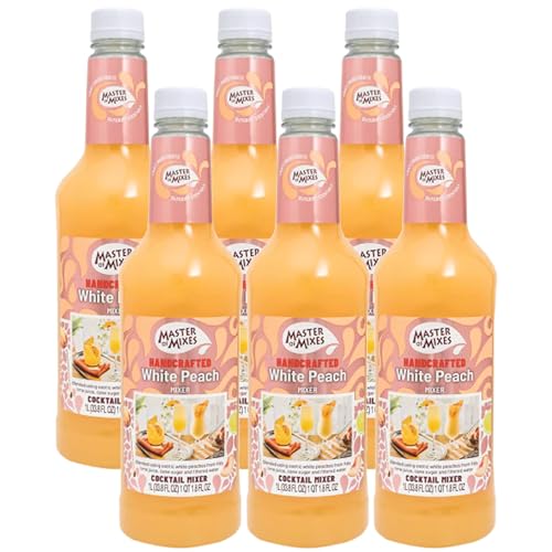 0810158587663 - MASTER OF MIXES 6 PACK WHITE PEACH DRINK MIX - READY TO USE – 1 LITER BOTTLE (33.8 FL OZ) - MIXER PERFECT FOR BARTENDERS AND MIXOLOGISTS