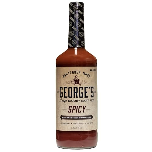 0810158588158 - GEORGE’S BEVERAGE COMPANY SPICY BLOODY MARY MIX - 1L BOTTLE - GLUTEN FREE, ALL NATURAL MIXER