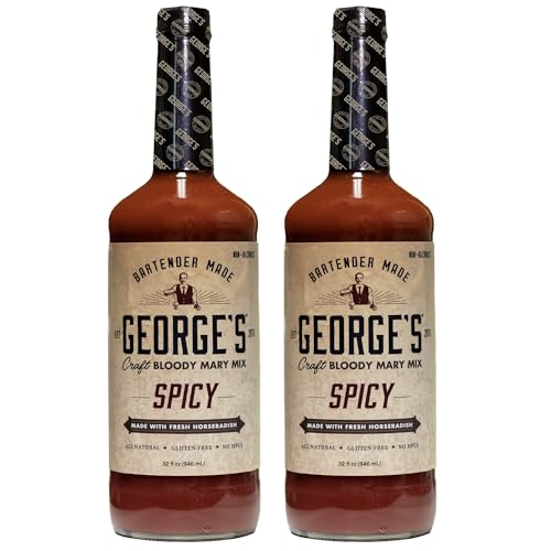 0810158588165 - GEORGE’S BEVERAGE COMPANY 2 PACK SPICY BLOODY MARY MIX - 1L BOTTLE - GLUTEN FREE, ALL NATURAL MIXER