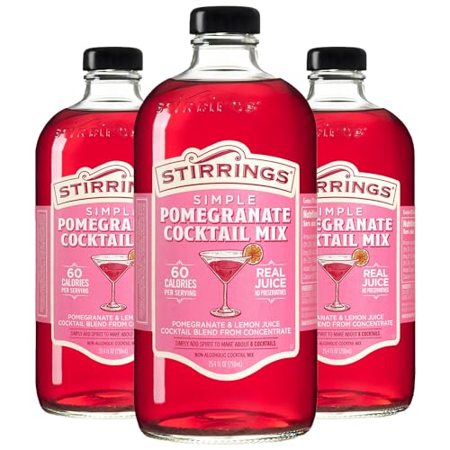 0810164202680 - STIRRINGS 3 PACK POMEGRANATE COCKTAIL MIX 750ML BOTTLES - REAL JUICE NO PRESERVATIVES - 90 CALORIES - DRINK MIXER