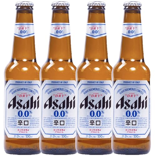 0810164204950 - ASAHI 4 PACK SUPER DRY 0.0% ALCOHOL FREE LAGER | 12OZ BOTTLES | ZERO ALCOHOL BEER | MADE IN JAPAN