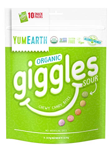 0810165019430 - YUMEARTH ORGANIC GIGGLES CHEWY CANDY, SOUR FLAVORED, 10 SNACK PACKS PER BAG - ALLERGY FRIENDLY, NON GMO, GLUTEN FREE, VEGAN