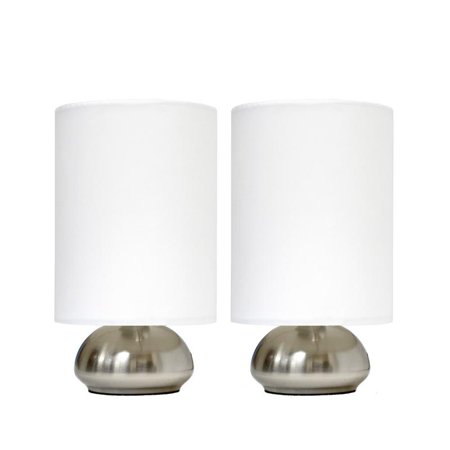 0810241022354 - SIMPLE DESIGNS LT2016-IVY-2PK GEMINI BRUSHED NICKEL 2 PACK MINI TOUCH LAMP SET WITH FABRIC SHADES, IVORY