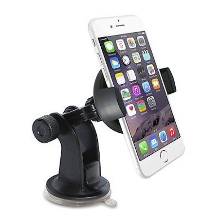 0810357021074 - CAR MOUNT, TECHMATTE® PROGRIP (2ND GEN) UNIVERSAL DASHBOARD AND WINDSHIELD CAR MOUNT HOLDER/CRADLE (BLACK) FOR THE APPLE IPHONE 6, 6S 5, LG G4, SAMSUNG GALAXY S6 WITH SUPER SUCTION STICKY GEL PAD