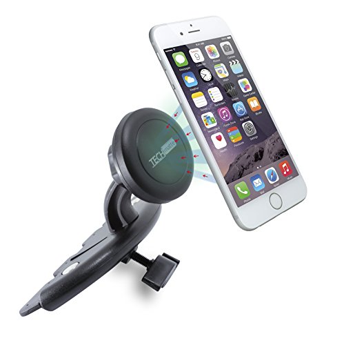 0810357021562 - CAR MOUNT TECHMATTE MAGGRIP CD SLOT MAGNETIC UNIVERSAL CAR MOUNT HOLDER FOR SMARTPHONES INCLUDING IPHONE 6, 6S, GALAXY S6, S6 EDGE - BLACK