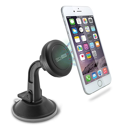 0810357022460 - DASHBOARD MOUNT TECHMATTE MAGGRIP DASHBOARD AND WINDSHIELD MAGNETIC UNIVERSAL CAR MOUNT HOLDER FOR SMARTPHONES INCLUDING IPHONE 6, 6S, GALAXY S6, S6 EDGE, ONEPLUS 3 - BLACK