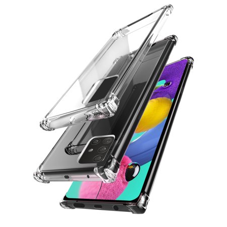 0810357025850 - GALAXY A51 CASE, AMCASE PROTECTIVE TPU (SHOCKPROOF) CRYSTAL CLEAR FLEXIBLE HYBRID BUMPER CASE COVER FOR SAMSUNG GALAXY A51 (TRANSPARENT)