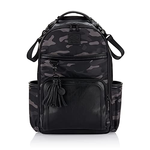 0810434035390 - CHELSEA + COLE FOR ITZY RITZY DIAPER BAG BACKPACK - LARGE CAPACITY BOSS BACKPACK DIAPER BAG; INCLUDES CHANGING PAD, STROLLER CLIPS AND TASSEL, CAMO WITH STAG HEAD PRINT INTERIOR AND BLACK HARDWARE