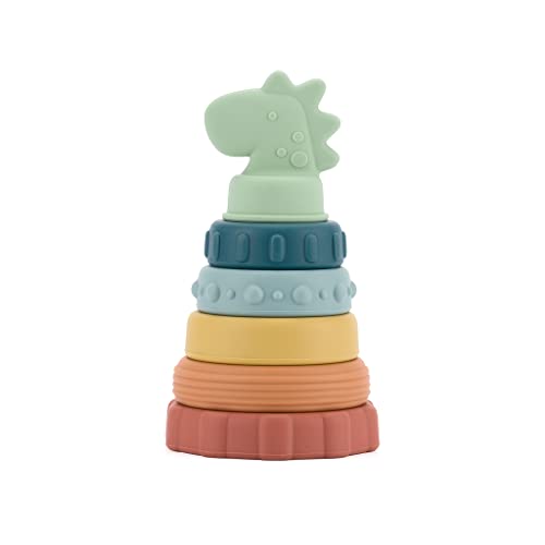 0810434037899 - ITZY RITZY - ITZY STACKER SILICONE STACKING AND TEETHING TOY, DINOSAUR
