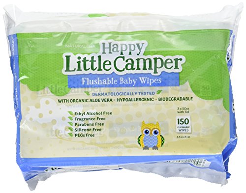 0810462021006 - HAPPY LITTLE CAMPER FLUSHABLE BABY WIPES WITH ORGANIC ALOE, SEPTIC SAFE, 150 COUNT