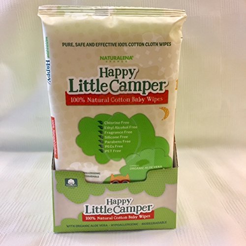 0810462021532 - HAPPY LITTLE CAMPER BABY WIPES, NATURAL ALL-COTTON WITH ORGANIC ALOE, FOR SENSITIVE SKIN, 3 PACKS OF 20