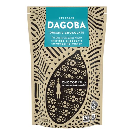 0810474005032 - DAGOBA ORGANIC CHOCOLATE CHOCODROPS 74% CACAO, 8.0 OUNCE