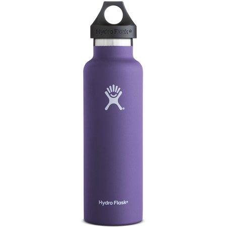 0810497021880 - HYDRO FLASK 21 OZ VACUUM INSULATED STAINLESS STEEL WATER BOTTLE, STANDARD MOUTH W/LOOP CAP, PLUM