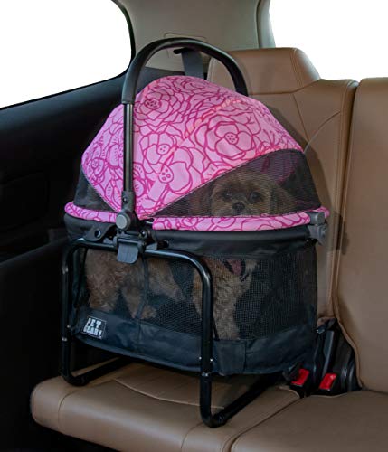0810684000735 - PET GEAR VIEW 360 PET CARRIER & CAR SEAT WITH BOOSTER SEAT FRAME FOR SMALL DOGS & CATS WITH MESH VENTILATION FOR EASY VIEWING, PINK FLORAL